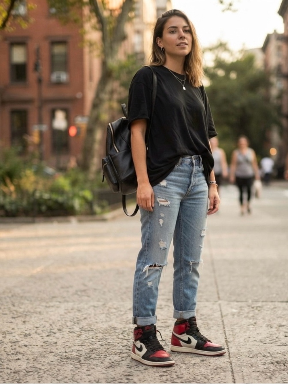 Men/Women High-Top Athletic Sneaker — Black, Red, White - Picture 2 of 9